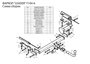 Фаркоп Lider Plus F104-A для FORD FUSION (хетчбек) 2002/8-2012