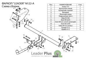 Фаркоп Lider Plus N122-A  для  NISSAN X-TRAIL 3 (T32) 2014 -